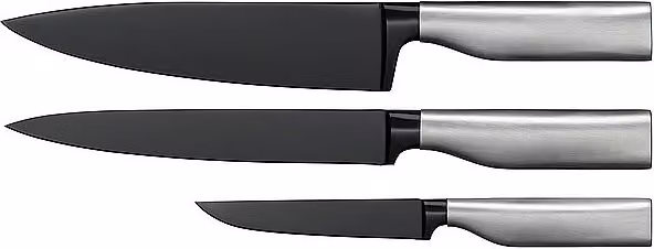 Juego de 3 cuchillos WMF Ultimate Black de acero inoxidable en color negro que incluye cuchillo de chef, cuchillo de deshuesar y pelador