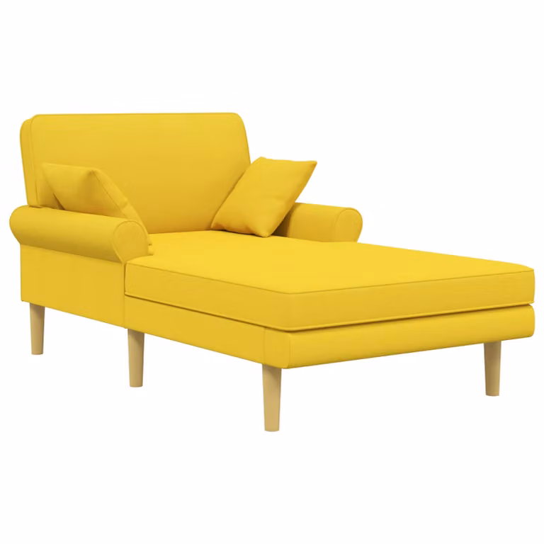 Chaise longue moderna vidaXL en forma de L con tapicería de tela amarilla clara y cojines incluidos