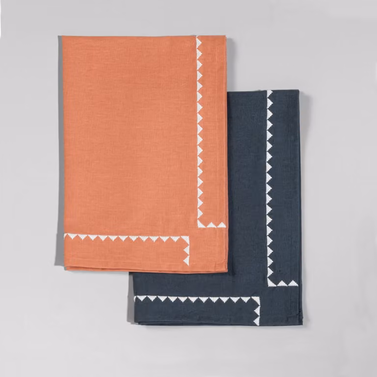 Set de 2 paños de cocina Kurunai de lino y algodón con bordado, An/P: 50 x 70 cm