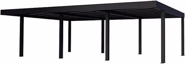 Carport Oslo Palram moderno en color negro con estructura de aluminio y techo de policarbonato, An x Pr: 5,96 x 9,01 m