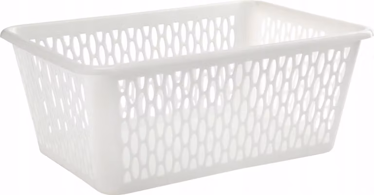 Caja organizadora de plástico Galicja en color beige y blanco, An/P/Al: 25 x 16 x 8 cm