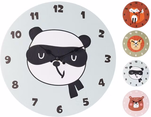 Reloj de pared infantil Basics redondo con diseño animal print multicolor, Diámetro: 33 cm