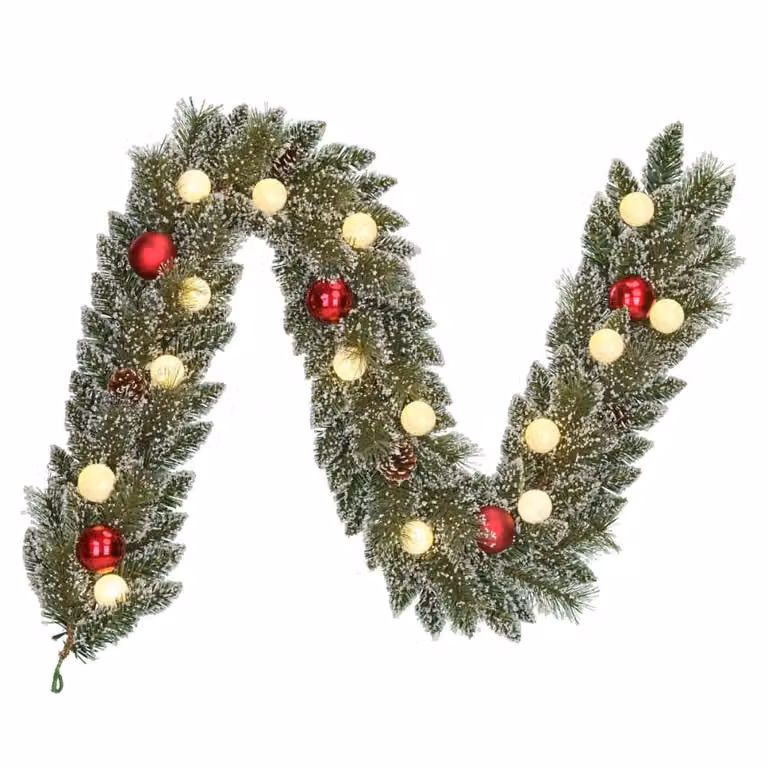 Guirnalda de Navidad LED Kaprun de Black Box Trees en color verde con luces de batería y material de PVC, An/P/Al: 25 x 25 x 180 cm