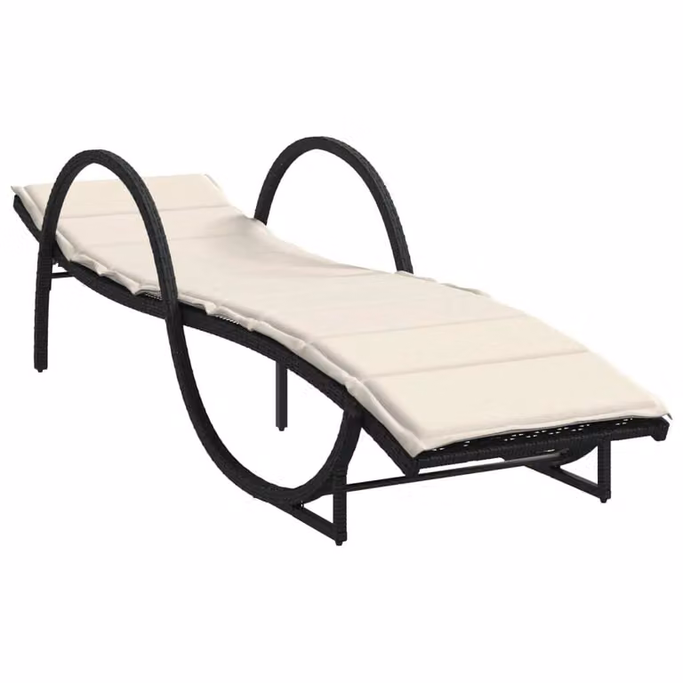 Tumbona Syfax de ratán y metal con cojín resistente a la intemperie y reposacabezas ajustable An/P/Al: 199 x 60 x 42 cm
