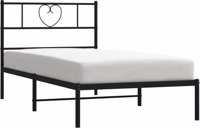 Estructura de cama SYFAX de metal con cabecero en color negro, An/P/Al: 90 x 190 x 95 cm