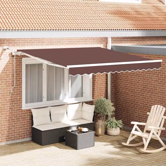 Toldo retráctil automático con luces LED Maison exclusive en color marrón, An/P: 300 x 250 cm