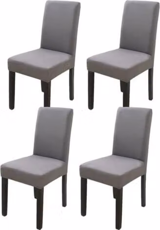 Pack de 4 fundas elásticas para sillas de comedor de respaldo alto MIMIY en gris oscuro, lavables y resistentes a las manchas