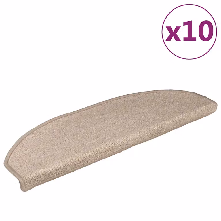 Set de 10 felpudos semicirculares para escaleras vidaXL, antideslizantes y lavables, An/P/Al: 56 x 17 x 3 cm