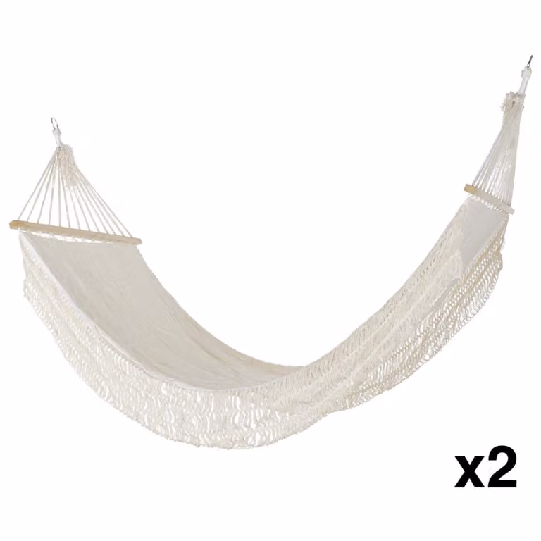 Conjunto de 2 hamacas NIYLO de algodón color beige para adultos, An/P/Al: 200 x 90 x 0,5 cm