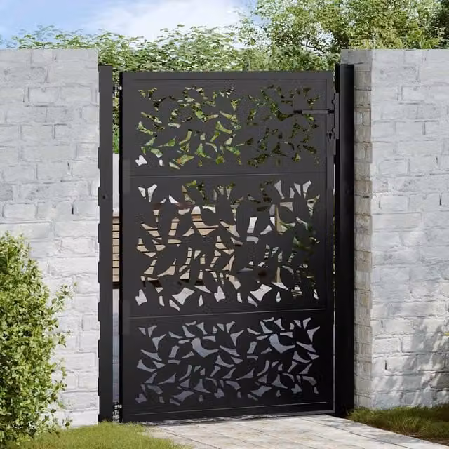 Puerta de jardín batiente de acero galvanizado vidaXL en color negro An/Al: 110 x 130 cm