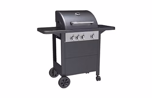 Barbacoa de gas con 3 quemadores y 1 parrilla Ironside Garden en color negro y acero inoxidable