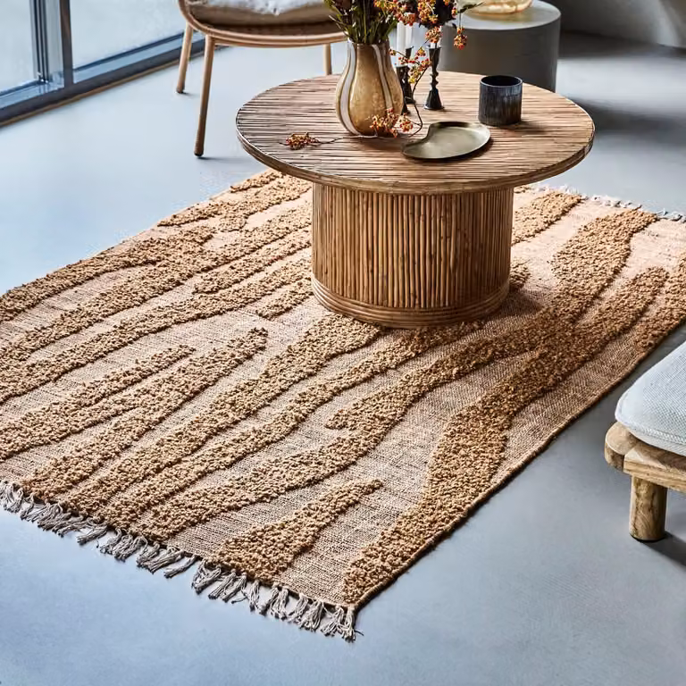 Alfombra House Doctor de fibra natural marrón estilo boho, An/P: 200 x 140 cm