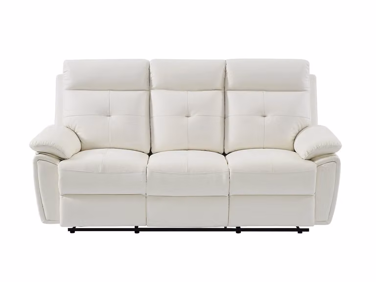 Conjunto de sofá de 3 plazas y sillón relax VINETA de Vente-Unique en piel color blanco con diseño moderno para salón