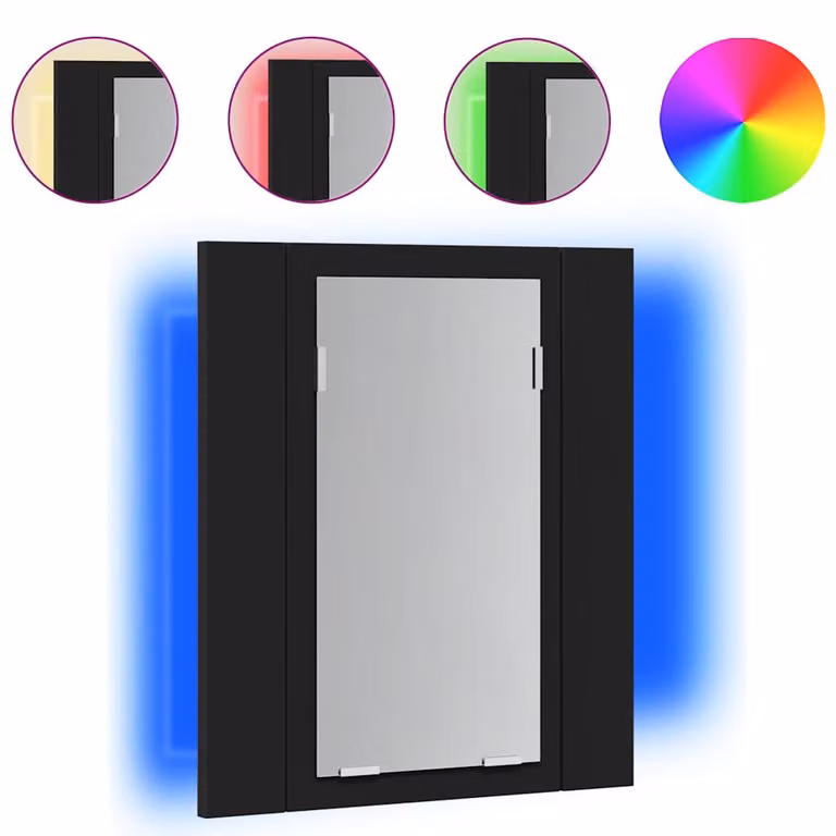 Armario espejo de baño con luz LED VIDAXL en color negro, An/P/Al: 40 x 12 x 45 cm