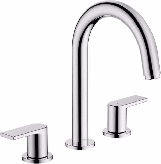 Grifo de lavabo Hansgrohe Vernis Shape de dos mandos con caño extraíble y desagüe automático en acabado cromado plata