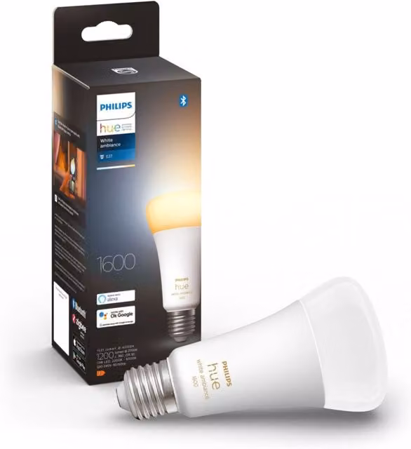 Bombilla inteligente Philips Hue White Ambiance E27 LED con Bluetooth y Zigbee, regulable, color blanco