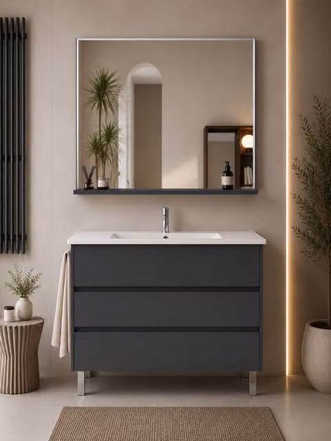 Mueble de baño con lavabo Origenbath Imperia en color grafito sin espejo An/P: 70 x 45 cm