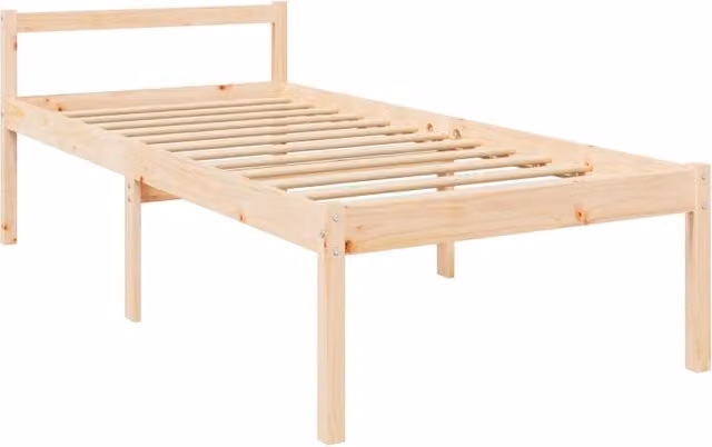 Cama senior individual SYFAX de madera de pino en color beige, acabado rústico, An/P/Al: 90 x 190 x 70.5 cm