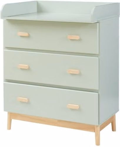 Cómoda Sarievn con cambiador extraíble y 3 cajones en color verde de en.casa, An: 100 cm, Al: 80 cm, P: 53 cm
