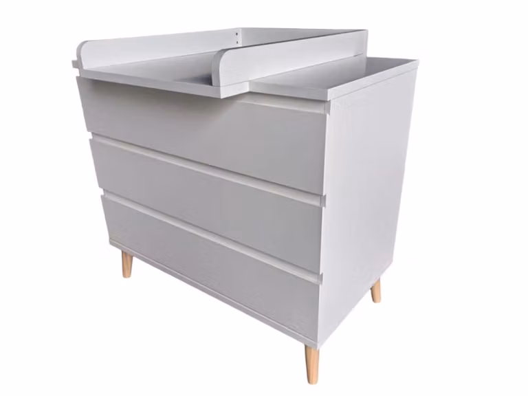 Cómoda con cambiador para bebé IKID Firenze en color blanco y multicolor con cajones de cierre suave An/P/Al: 100 x 55 x 90 cm
