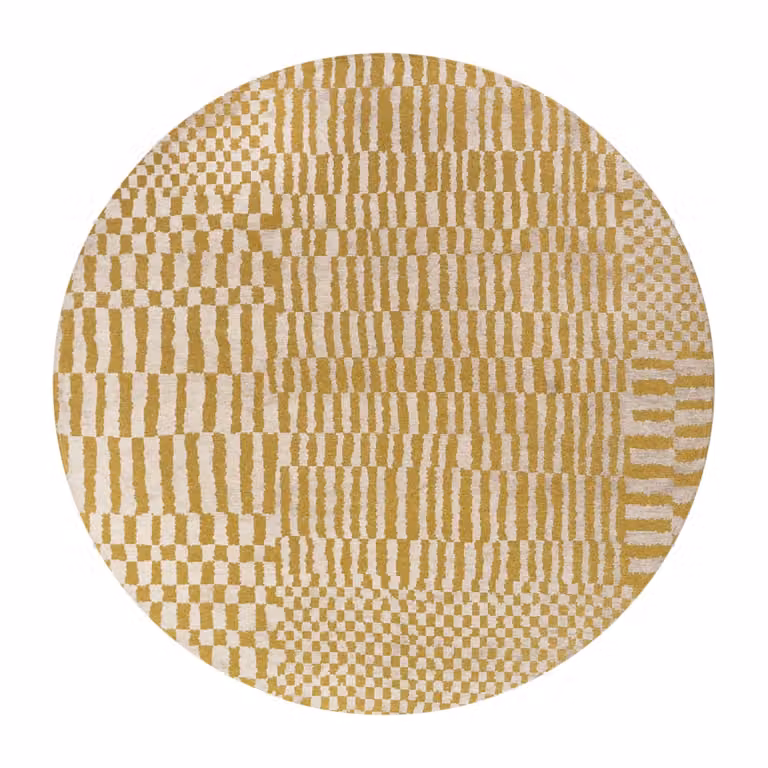 Alfombra lavable Louis de Poortere Berber de estilo marroquí y diseño minimalista en color amarillo para interior o exterior, An/An: 240 x 240 cm