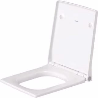 Asiento de inodoro Duravit Design Classics Viu de forma D en color blanco con materiales de plástico y acero inoxidable