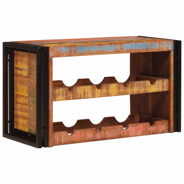 Estante de vino vidaXL de estilo industrial en madera y metal, color marrón, An/P/Al: 80 x 45 x 33 cm
