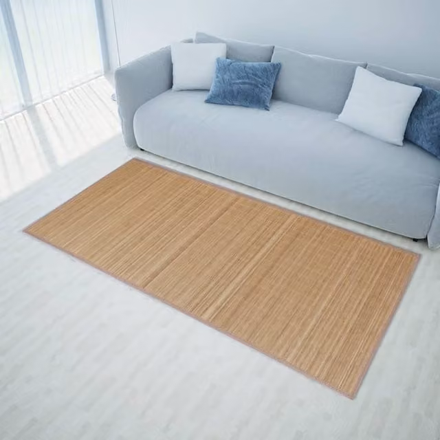 Alfombra rectangular de bambú y polipropileno Vidaxl, color marrón, An/P: 120 x 180 cm