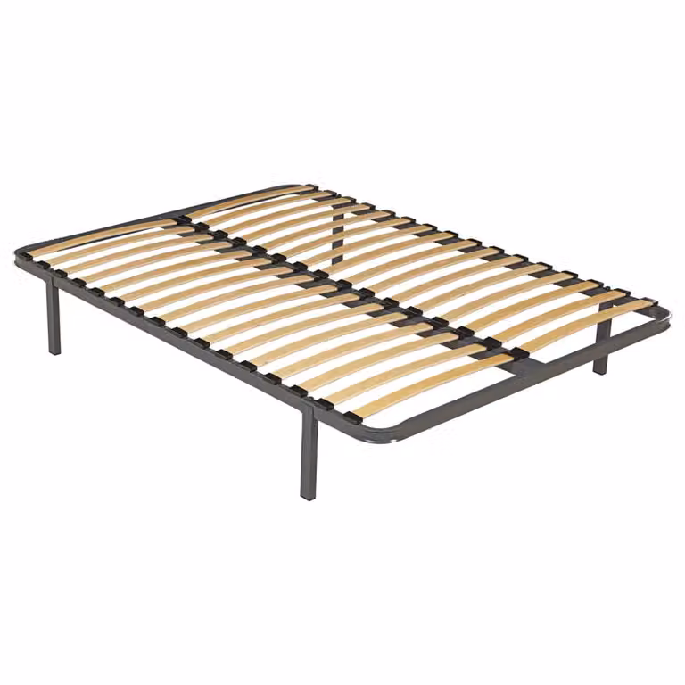 Somier de láminas fijas What The Sleep con 16 láminas de madera y patas incluidas, color negro, An/P/Al: 135 x 190 x 30 cm