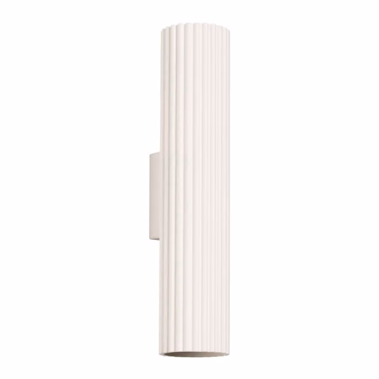 Lámpara de pared moderna Sollux Lighting de aluminio color beige, forma cilíndrica con iluminación up/down y luz blanca cálida, Altura: 7 cm
