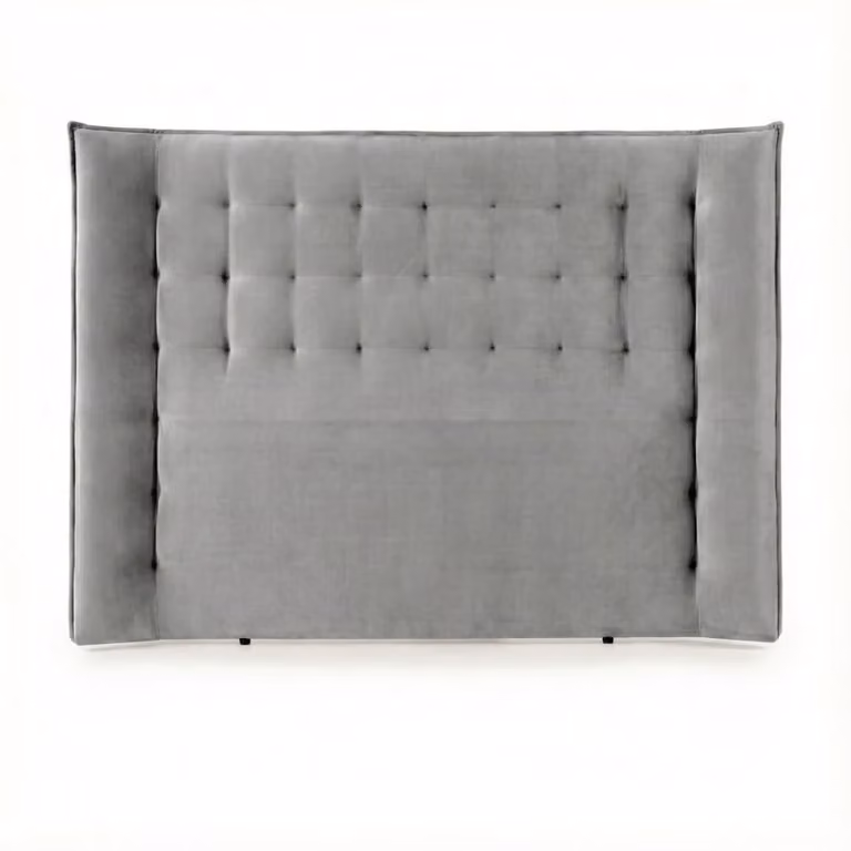 Cabecero tapizado capitoné Morfeo de madera de pino en color gris para cama de 140x200 cm, An/Al: 260 x 140 cm