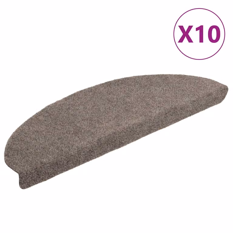 Pack de 10 felpudos autoadhesivos para escaleras vidaXL, color beige, An/P/Al: 65 x 21 x 4 cm
