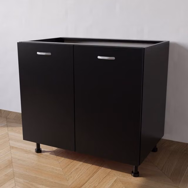 Mueble bajo fregadero Calandrelli con dos puertas batientes en color negro mate An/P/Al: 90 x 55 x 72 cm