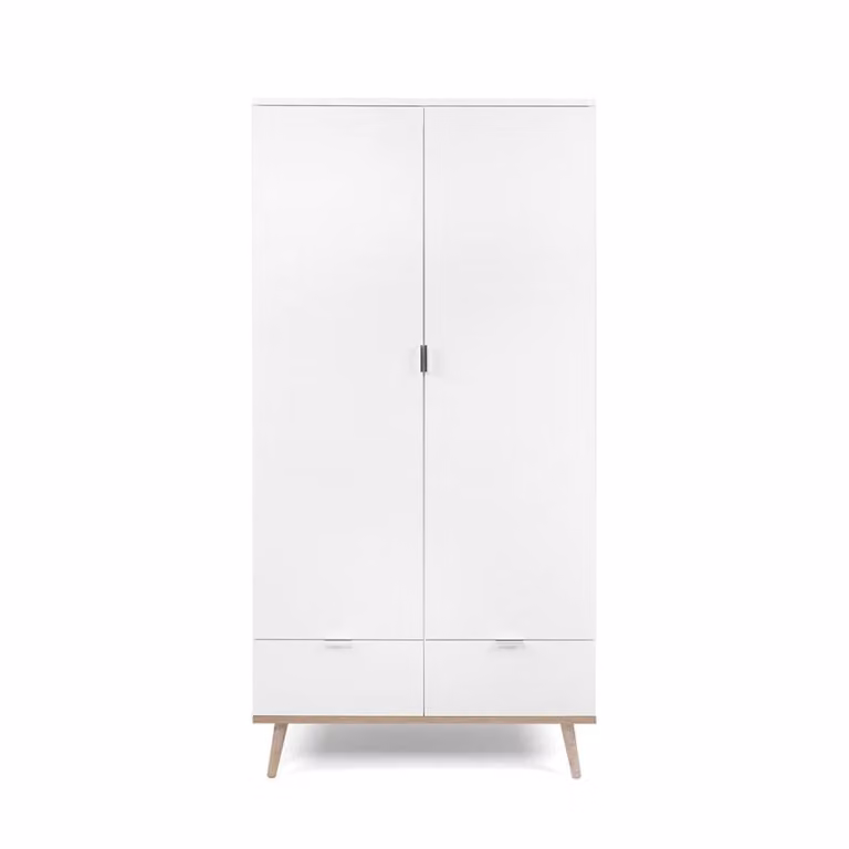 Armario Calicosy de 2 puertas y 1 cajón en color blanco mate con altura: 180 cm