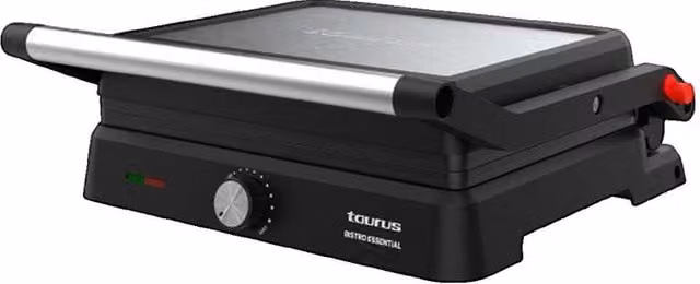 Parrilla eléctrica Taurus Bistro Essential 2en1 GR2402X color negro con acabado en aluminio y potencia de 2600W, An/P/Al: 29 x 23 x 29 cm