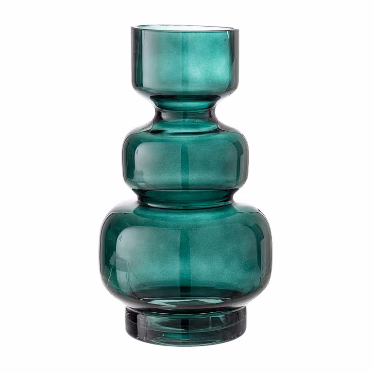Jarrón de vidrio verde Bloomingville para mesa de 25 cm