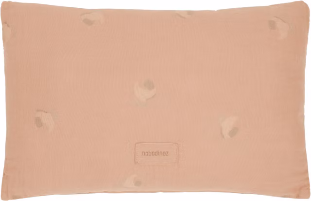 Cojín rectangular de doble gasa de algodón orgánico lavado Nobodinoz Wabi-Sabi en color rosa
