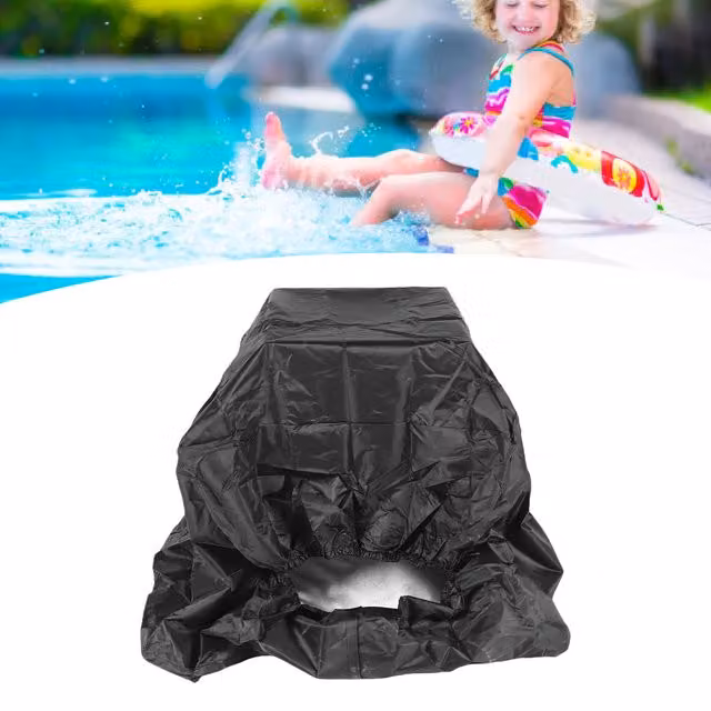 Funda protectora impermeable NOSHEIR para bombas de calor de piscina exterior, tejido Oxford 420D con revestimiento plateado, color negro