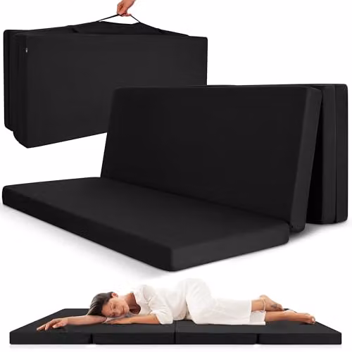 Colchón Plegable Beautissu de Espuma con Funda de Microfibra Negra, An/P: 120 x 190 cm