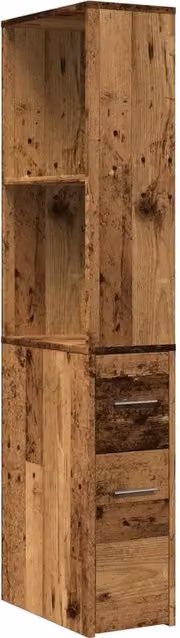 Armario de baño estrecho con ruedas Helloshop26, diseño vintage en madera color marrón, An/P/Al: 22 x 40 x 135 cm