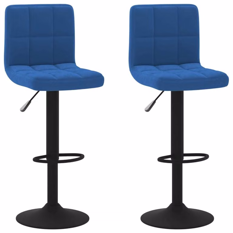 Set de 2 taburetes Syfax de terciopelo azul con estructura de metal para cocina y comedor