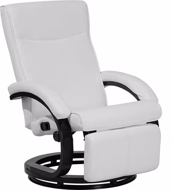 Sillón reclinable Beliani de piel sintética blanca con diseño moderno y base de madera de caucho