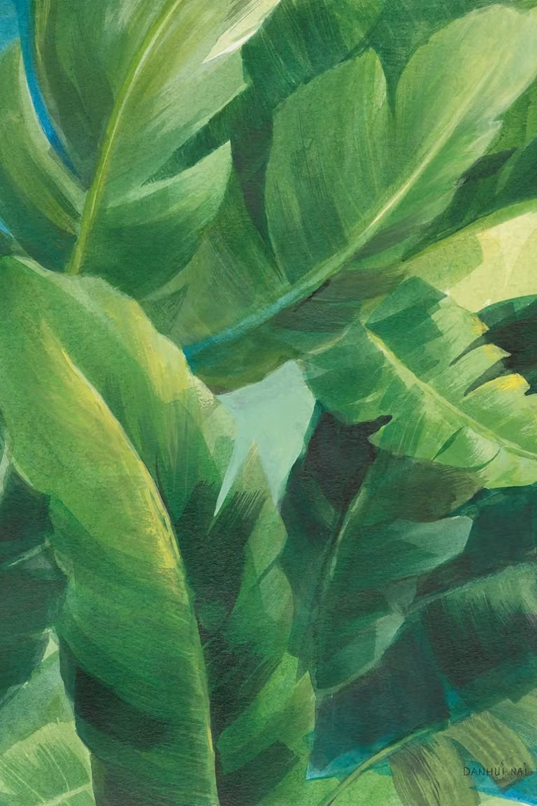 Cuadro botánico de palmera tropical II de Hexoa, impresión sobre lienzo verde, An/Al: 60 x 90 cm