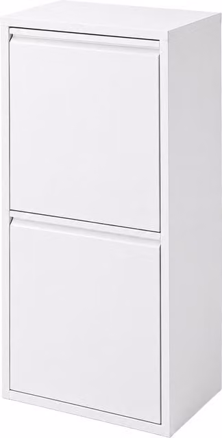 Cubo de basura de 3 compartimentos Relaxdays, abatible con cubos extraíbles, blanco, An/P/Al: 40 x 25 x 93 cm