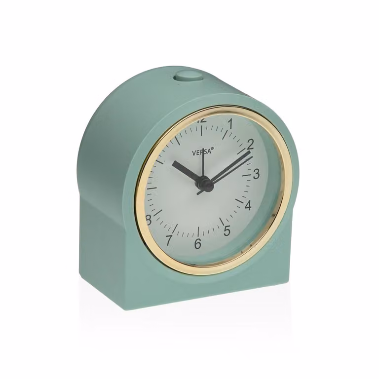 Reloj de mesa analógico Versa Home de diseño minimalista en color verde y dorado con acabado en plástico y forma redonda