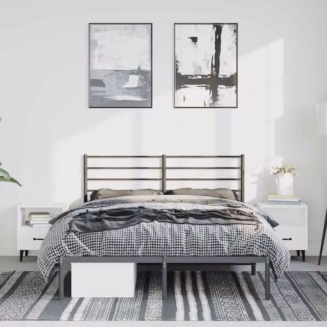 Estructura de cama SYFAX con cabecero de metal en color negro, An/P/Al: 135 x 196 x 90 cm