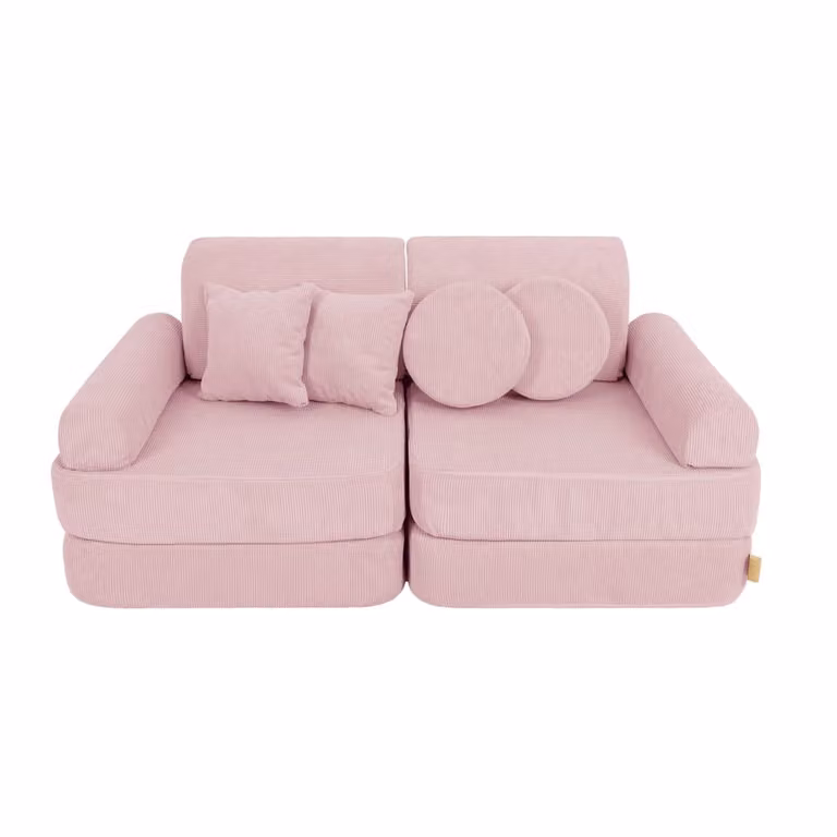 Sofá infantil de 10 módulos MeowBaby en pana fina color rosa, Ancho: 120 cm