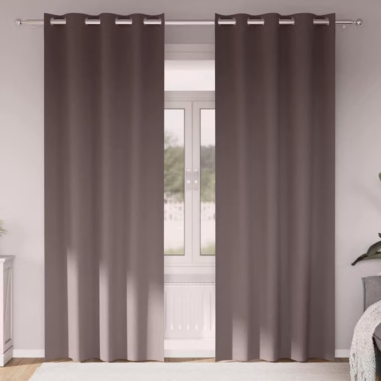 Set de 2 cortinas opacas Syfax con anillas en color marrón, An/Al: 140 x 260 cm