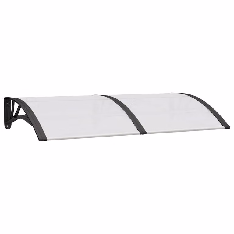 Marquesina para puerta vidaXL de policarbonato y aluminio, color negro y transparente, An/P: 150 x 75 cm