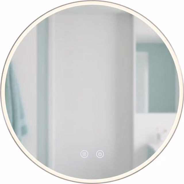 Espejo de baño LED redondo Relaxdays con luz regulable y acabado en cristal blanco, Diámetro: 80 cm